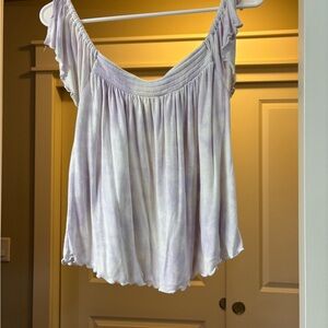 American Eagle Outfitters Light Purple Off-Shoulder Blouse